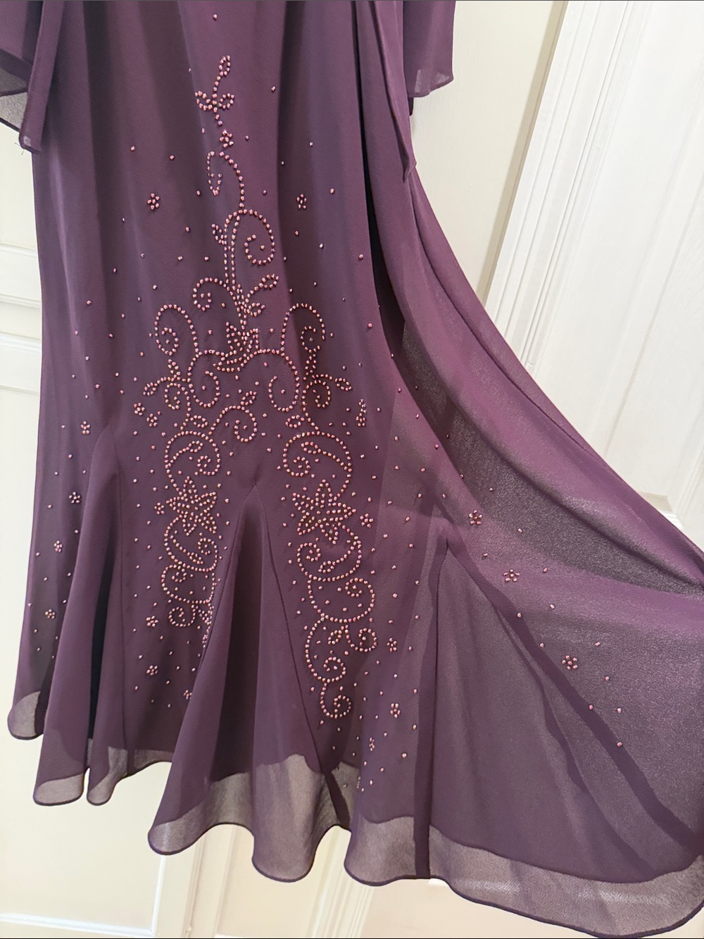 R & M Richards Deep Plum Beaded Evening Maxi with Sheer Jacket Mother of Bride - Picture 10 of 14
